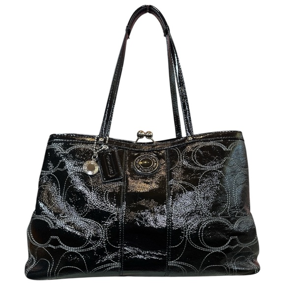 Coach EUC Patent Leather Kisslock Carryall - Picture 1 of 14